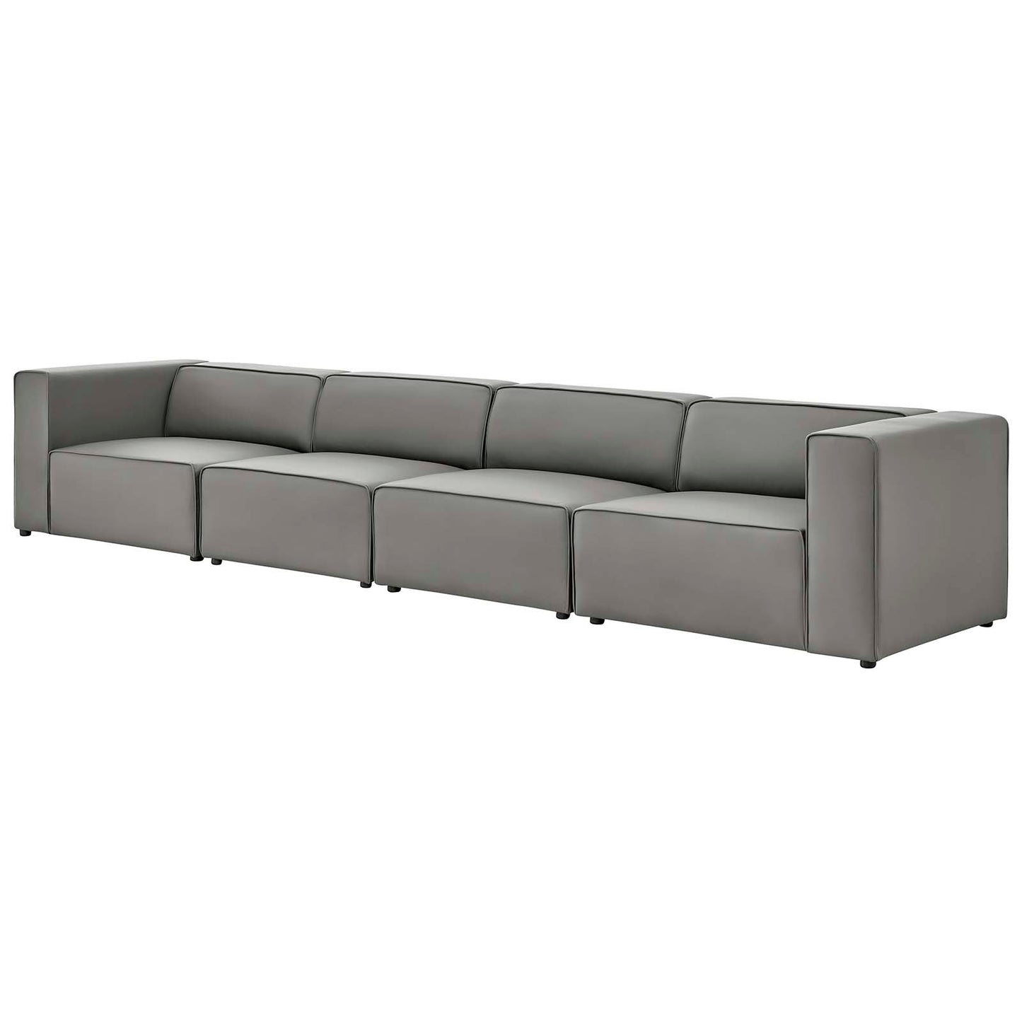 Mingle Vegan Leather 4-Piece Sectional Sofa, Faux Vegan Leather, Grey Gray, 20538
