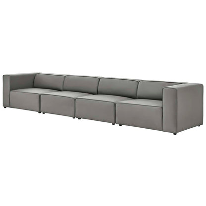 Mingle Vegan Leather 4-Piece Sectional Sofa, Faux Vegan Leather, Grey Gray, 20538