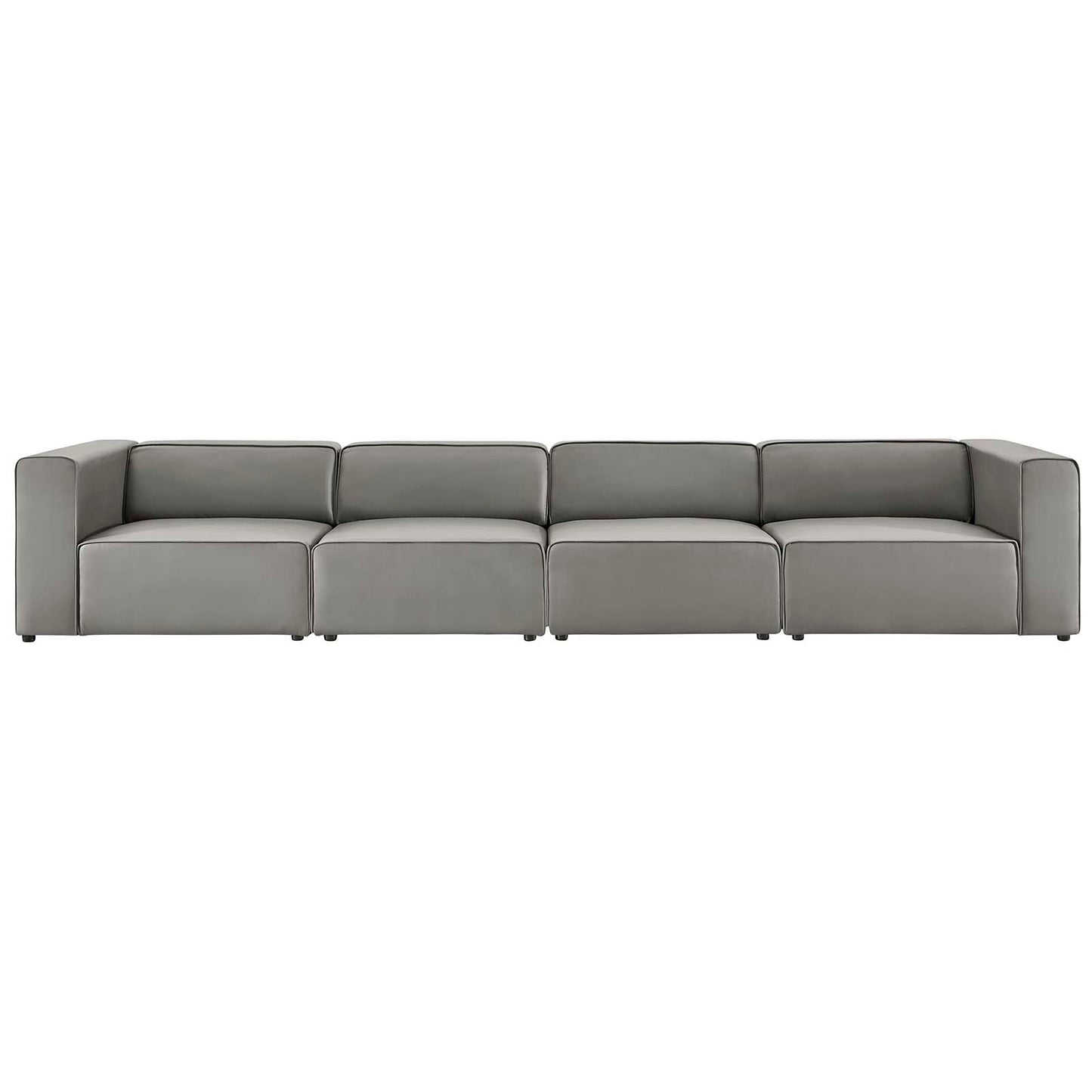 Mingle Vegan Leather 4-Piece Sectional Sofa, Faux Vegan Leather, Grey Gray, 20538