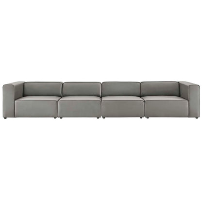 Mingle Vegan Leather 4-Piece Sectional Sofa, Faux Vegan Leather, Grey Gray, 20538