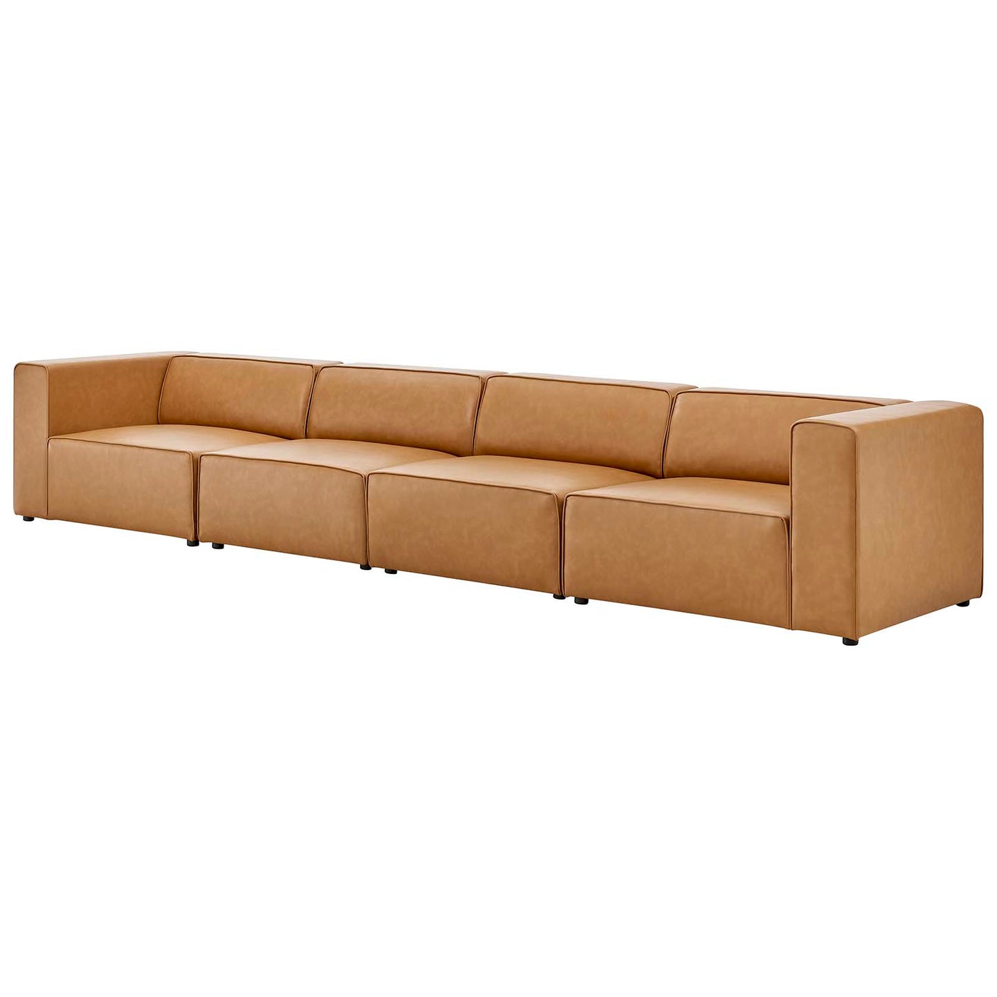 Mingle Vegan Leather 4-Piece Sectional Sofa, Faux Vegan Leather, Tan, 20539