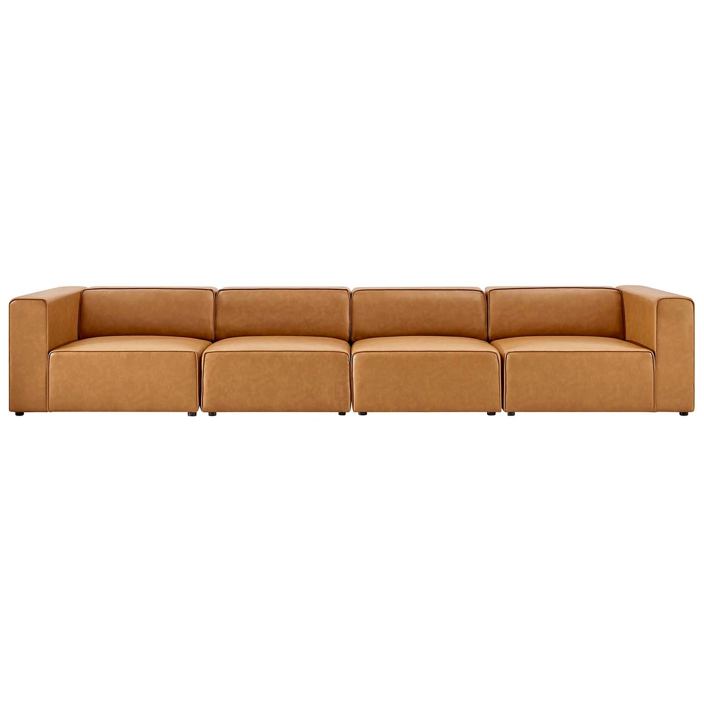 Mingle Vegan Leather 4-Piece Sectional Sofa, Faux Vegan Leather, Tan, 20539