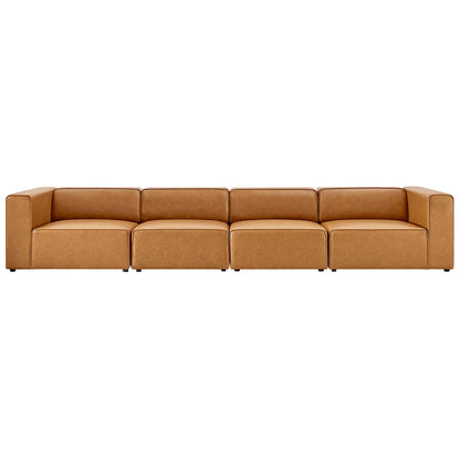Mingle Vegan Leather 4-Piece Sectional Sofa, Faux Vegan Leather, Tan, 20539