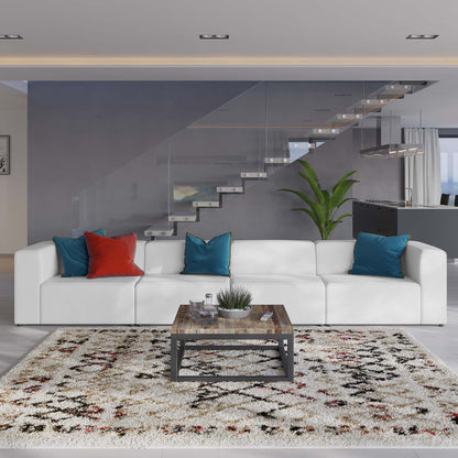 Mingle Vegan Leather 4-Piece Sectional Sofa, Faux Vegan Leather, White, 20540
