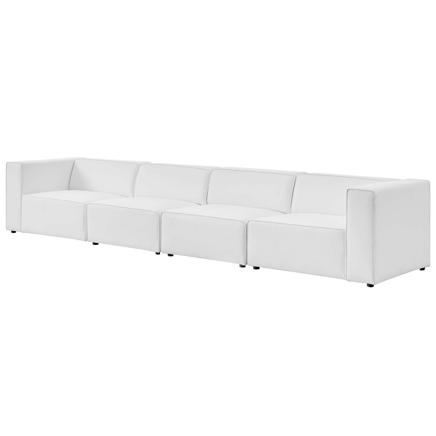 Mingle Vegan Leather 4-Piece Sectional Sofa, Faux Vegan Leather, White, 20540