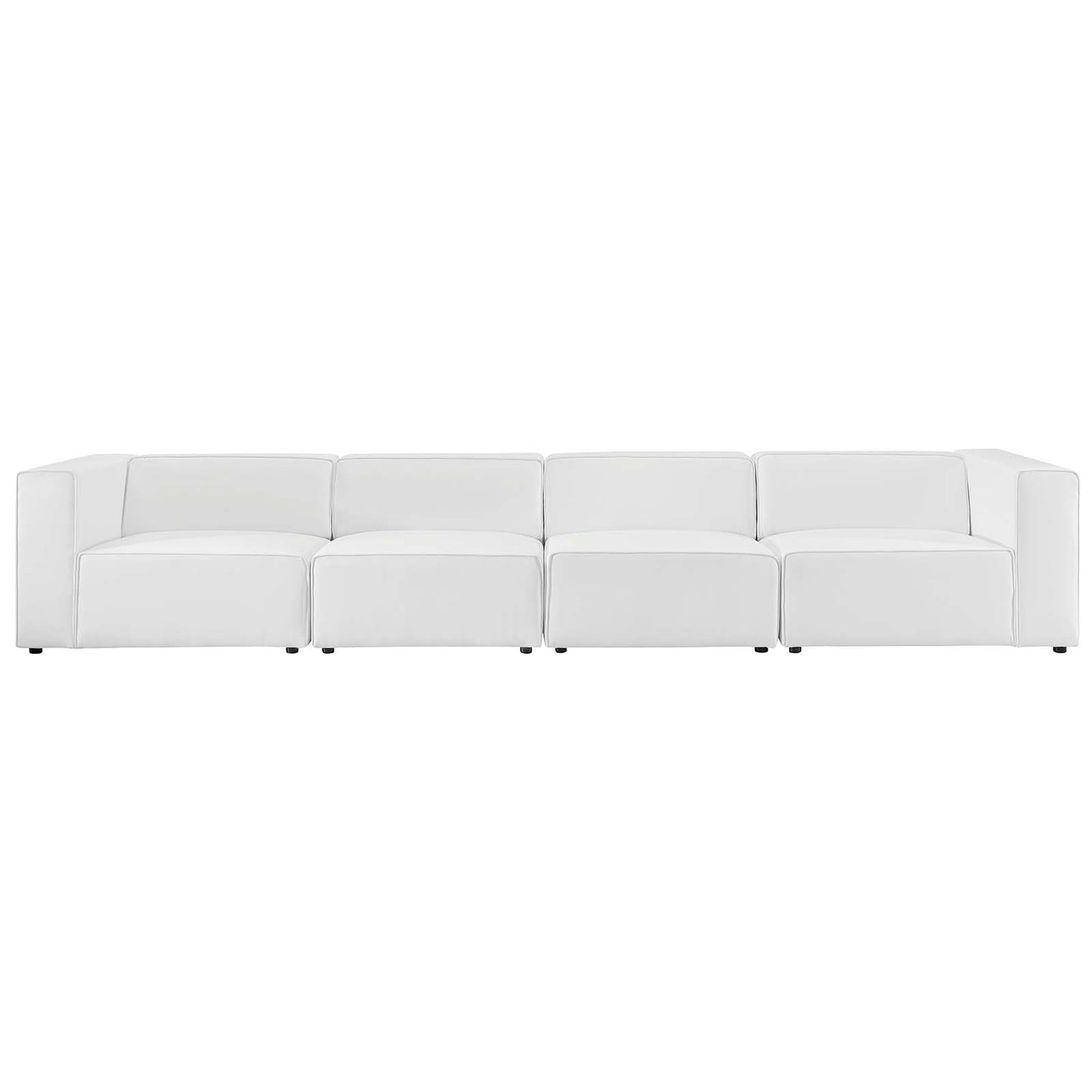 Mingle Vegan Leather 4-Piece Sectional Sofa, Faux Vegan Leather, White, 20540
