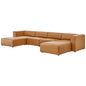 Mingle Vegan Leather 4-Piece Sofa and 2 Ottomans Set, Faux Vegan Leather, Tan, 20542