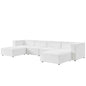Mingle Vegan Leather 4-Piece Sofa and 2 Ottomans Set, Faux Vegan Leather, White, 20543