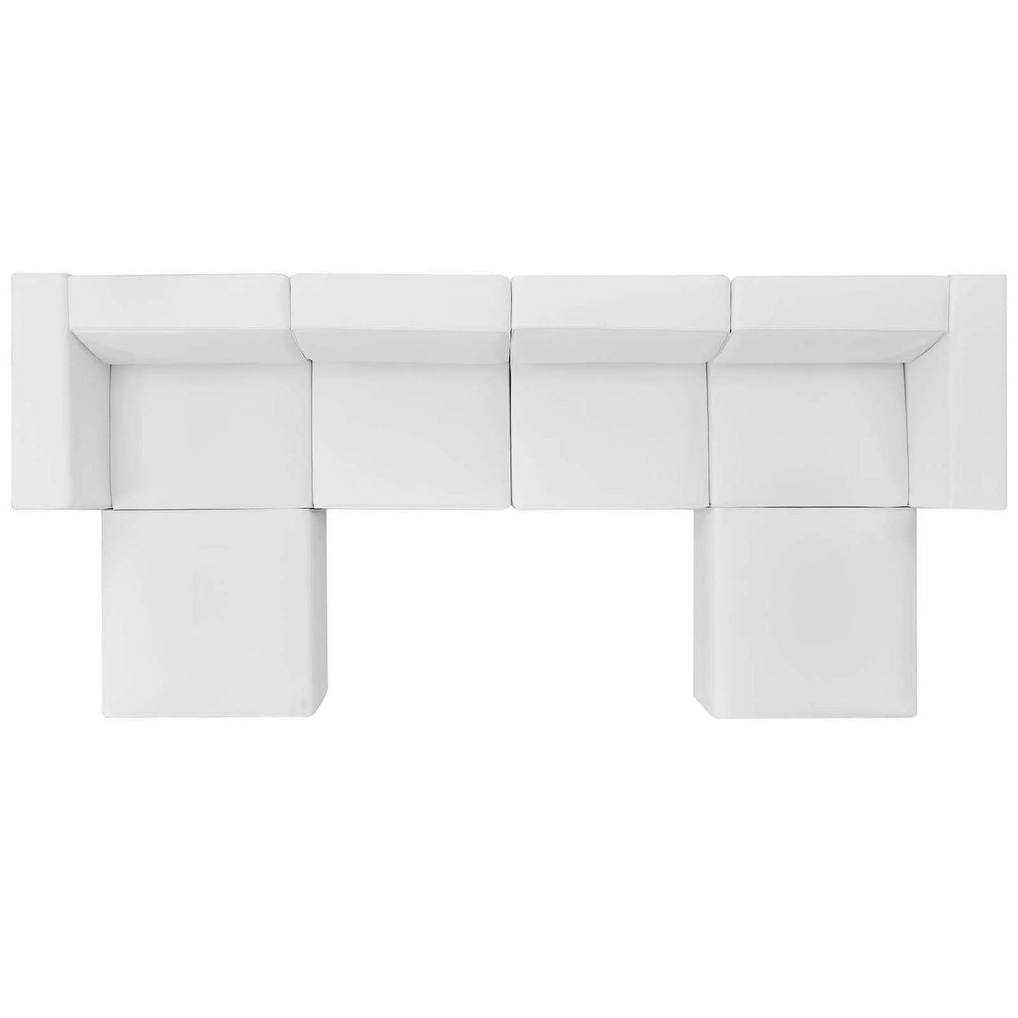Mingle Vegan Leather 4-Piece Sofa and 2 Ottomans Set, Faux Vegan Leather, White, 20543
