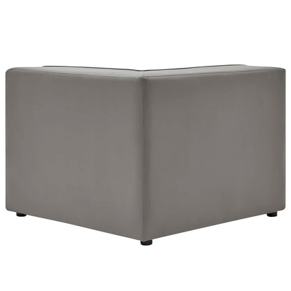 Mingle Vegan Leather 5-Piece Sectional Sofa, Faux Vegan Leather, Grey Gray, 20544