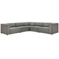 Mingle Vegan Leather 5-Piece Sectional Sofa, Faux Vegan Leather, Grey Gray, 20544