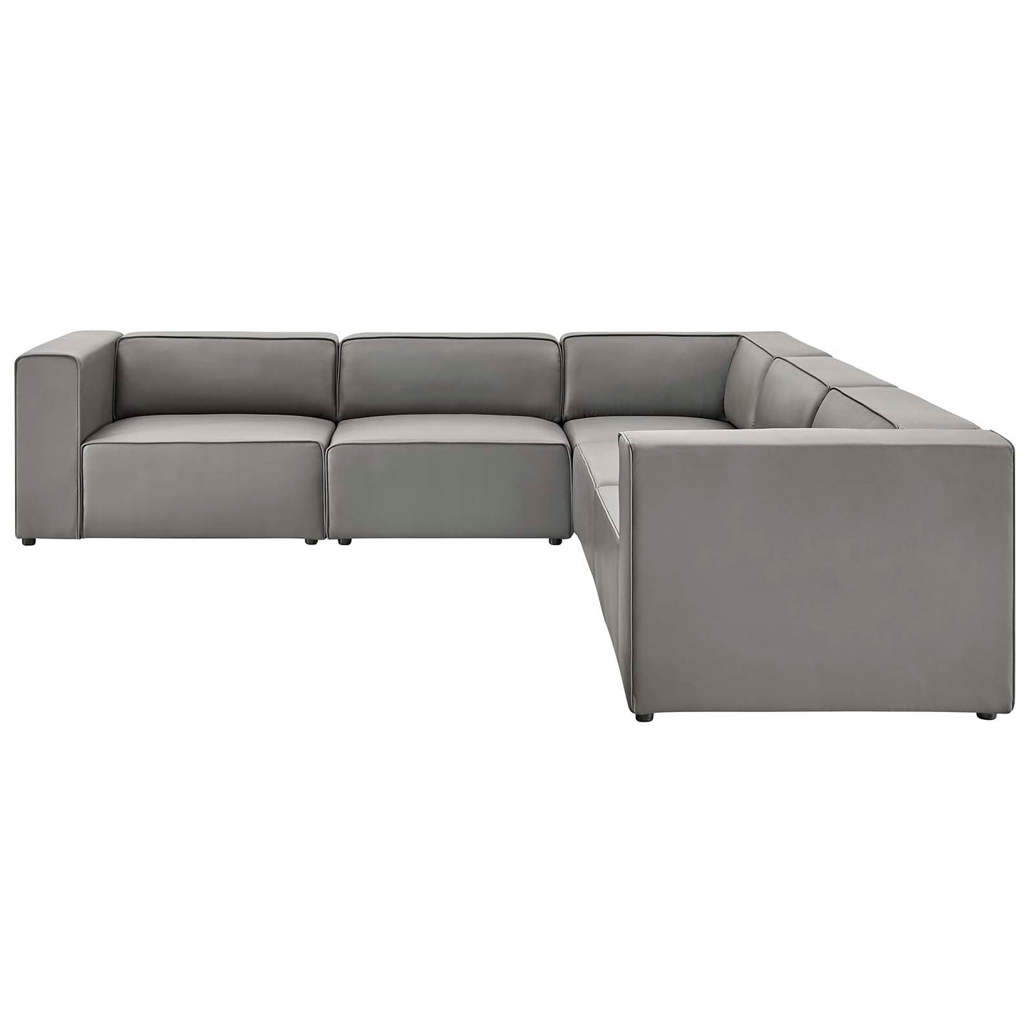 Mingle Vegan Leather 5-Piece Sectional Sofa, Faux Vegan Leather, Grey Gray, 20544