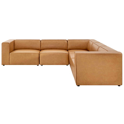 Mingle Vegan Leather 5-Piece Sectional Sofa, Faux Vegan Leather, Tan, 20545