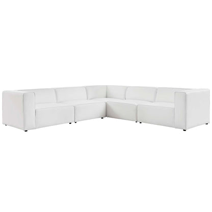 Mingle Vegan Leather 5-Piece Sectional Sofa, Faux Vegan Leather, White, 20546