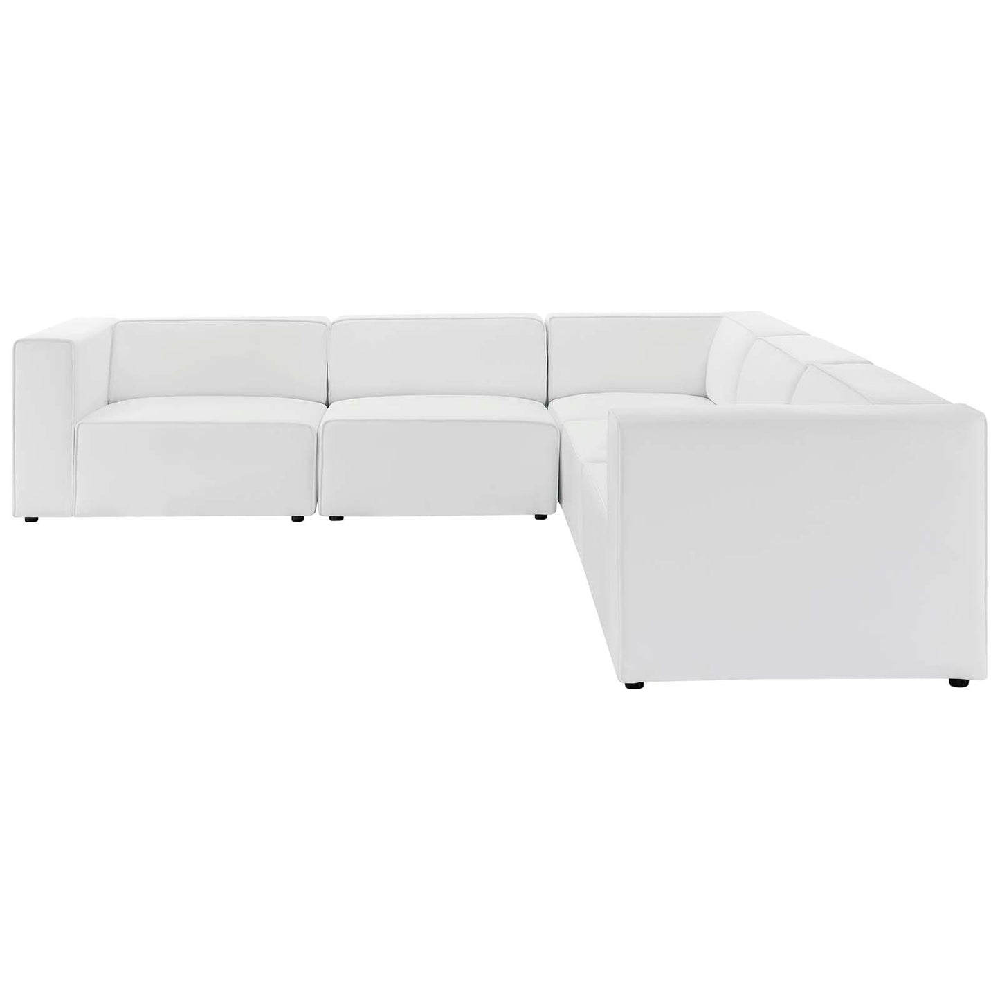 Mingle Vegan Leather 5-Piece Sectional Sofa, Faux Vegan Leather, White, 20546