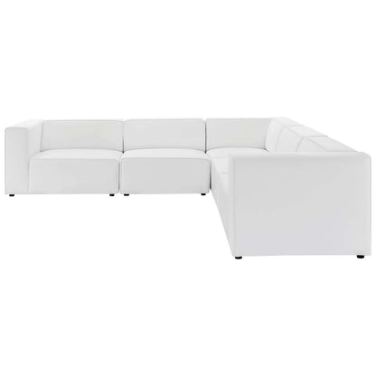Mingle Vegan Leather 5-Piece Sectional Sofa, Faux Vegan Leather, White, 20546
