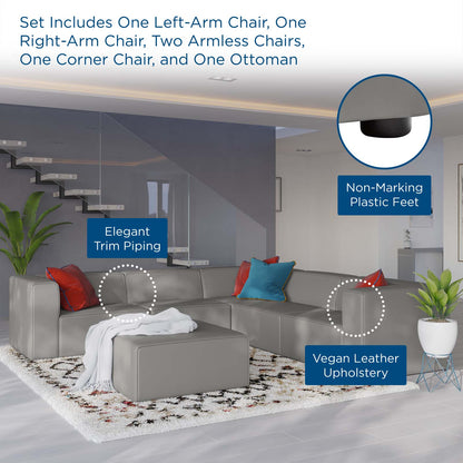 Mingle Vegan Leather 7-Piece Furniture Set, Faux Vegan Leather, Grey Gray, 20547