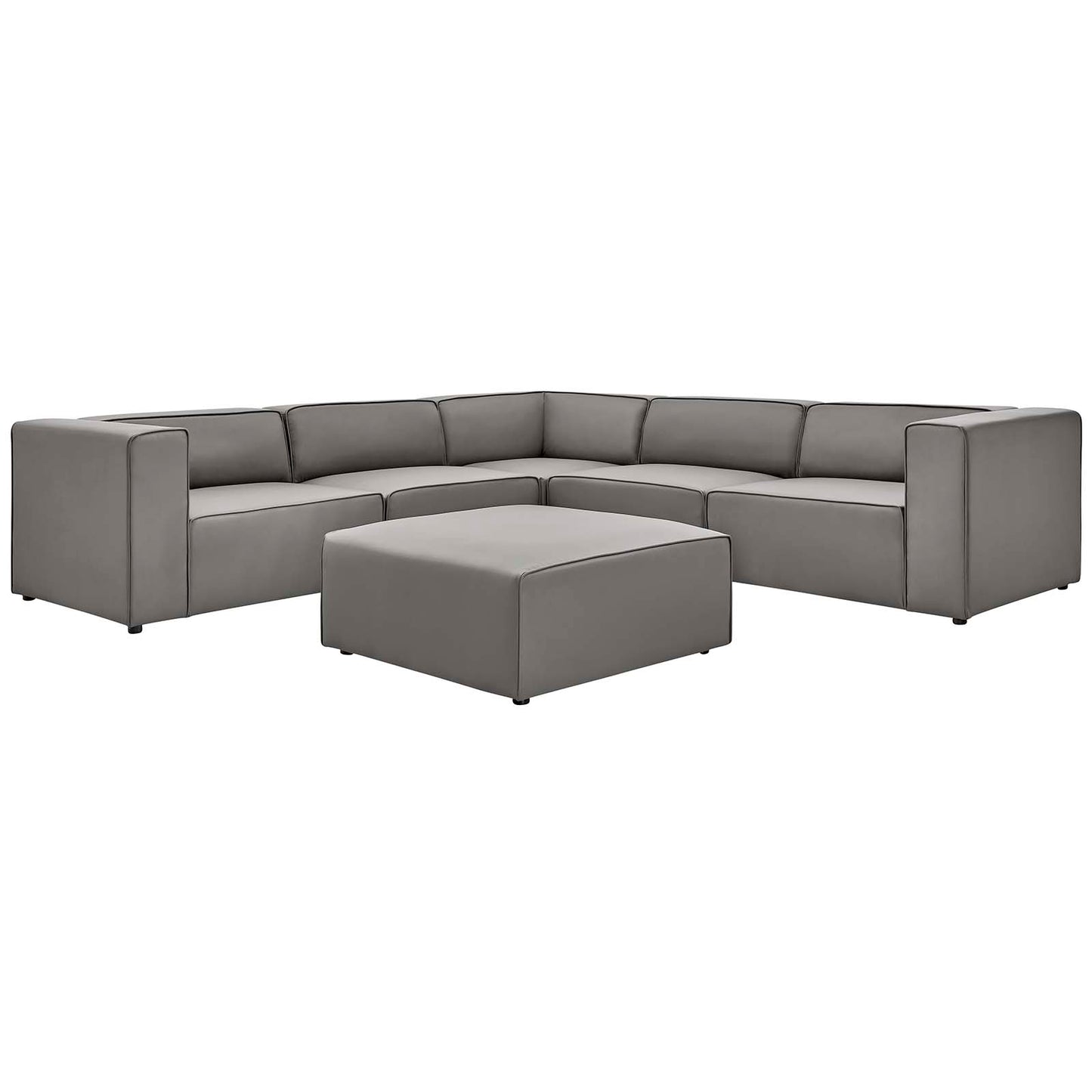 Mingle Vegan Leather 7-Piece Furniture Set, Faux Vegan Leather, Grey Gray, 20547