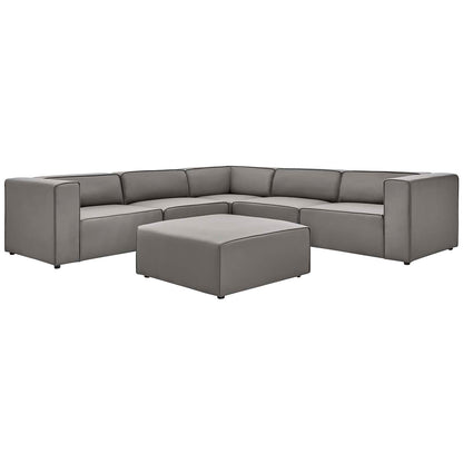 Mingle Vegan Leather 7-Piece Furniture Set, Faux Vegan Leather, Grey Gray, 20547