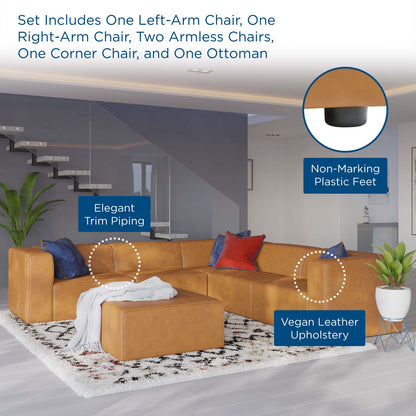 Mingle Vegan Leather 7-Piece Furniture Set, Faux Vegan Leather, Tan, 20548