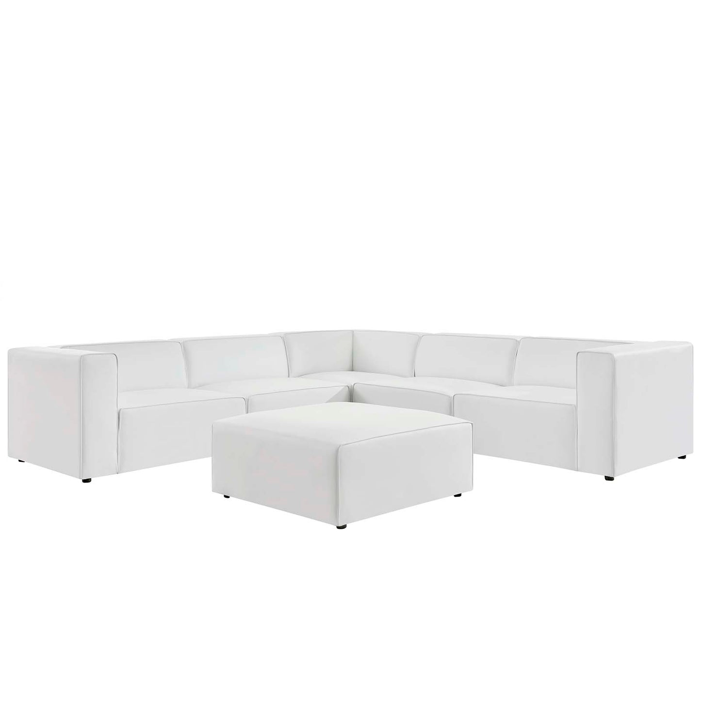 Mingle Vegan Leather 7-Piece Furniture Set, Faux Vegan Leather, White, 20549