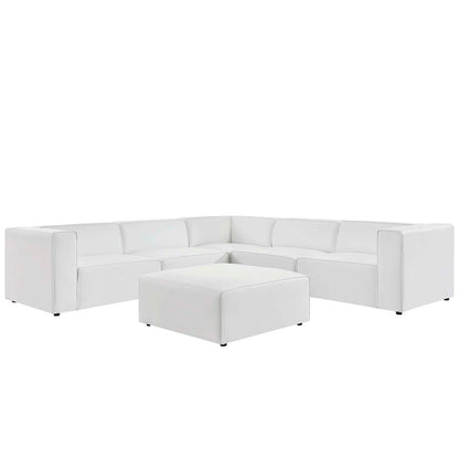Mingle Vegan Leather 7-Piece Furniture Set, Faux Vegan Leather, White, 20549
