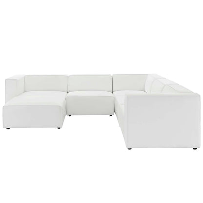 Mingle Vegan Leather 7-Piece Furniture Set, Faux Vegan Leather, White, 20549