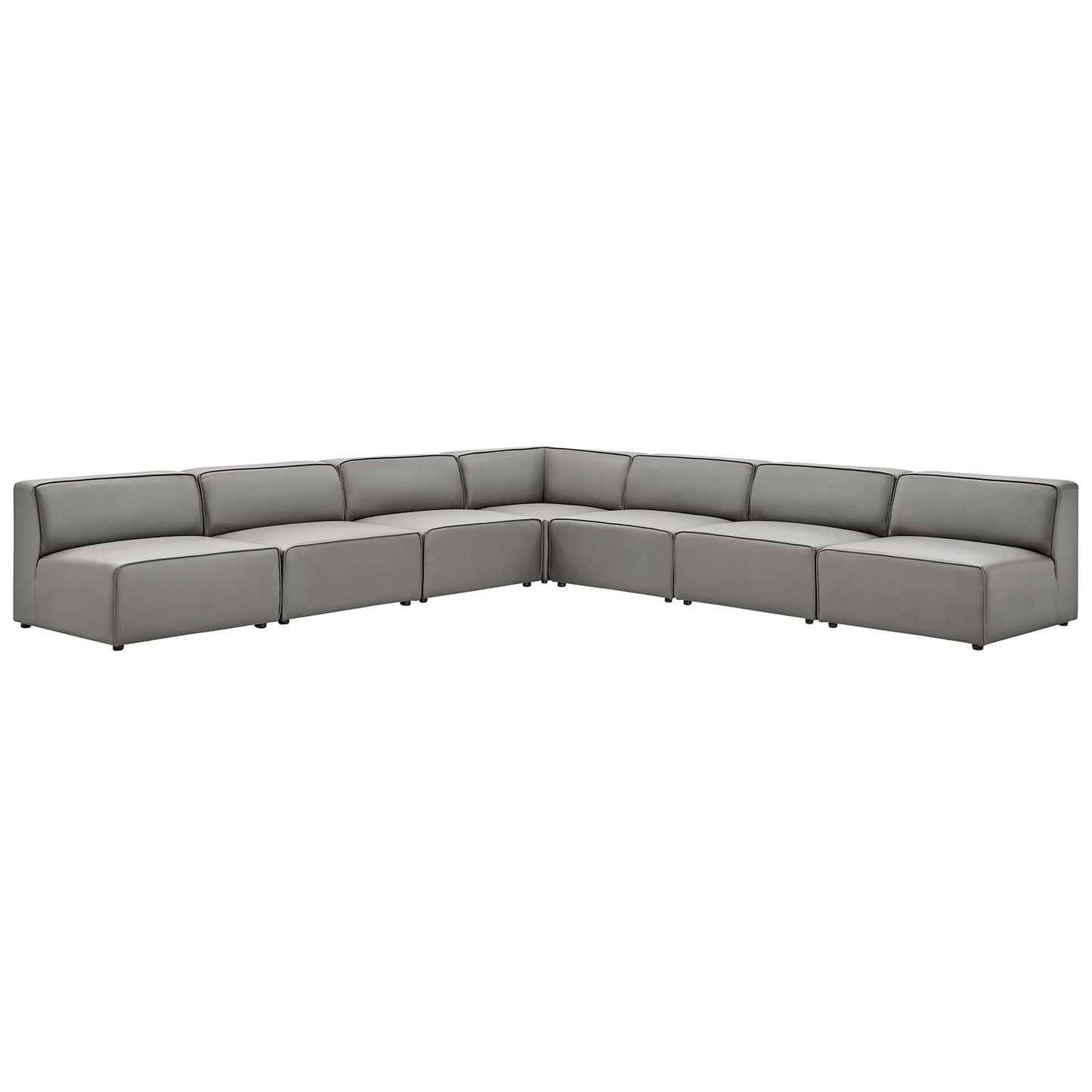 Mingle Vegan Leather 7-Piece Sectional Sofa, Faux Vegan Leather, Grey Gray, 20550