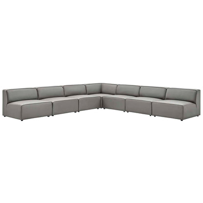 Mingle Vegan Leather 7-Piece Sectional Sofa, Faux Vegan Leather, Grey Gray, 20550