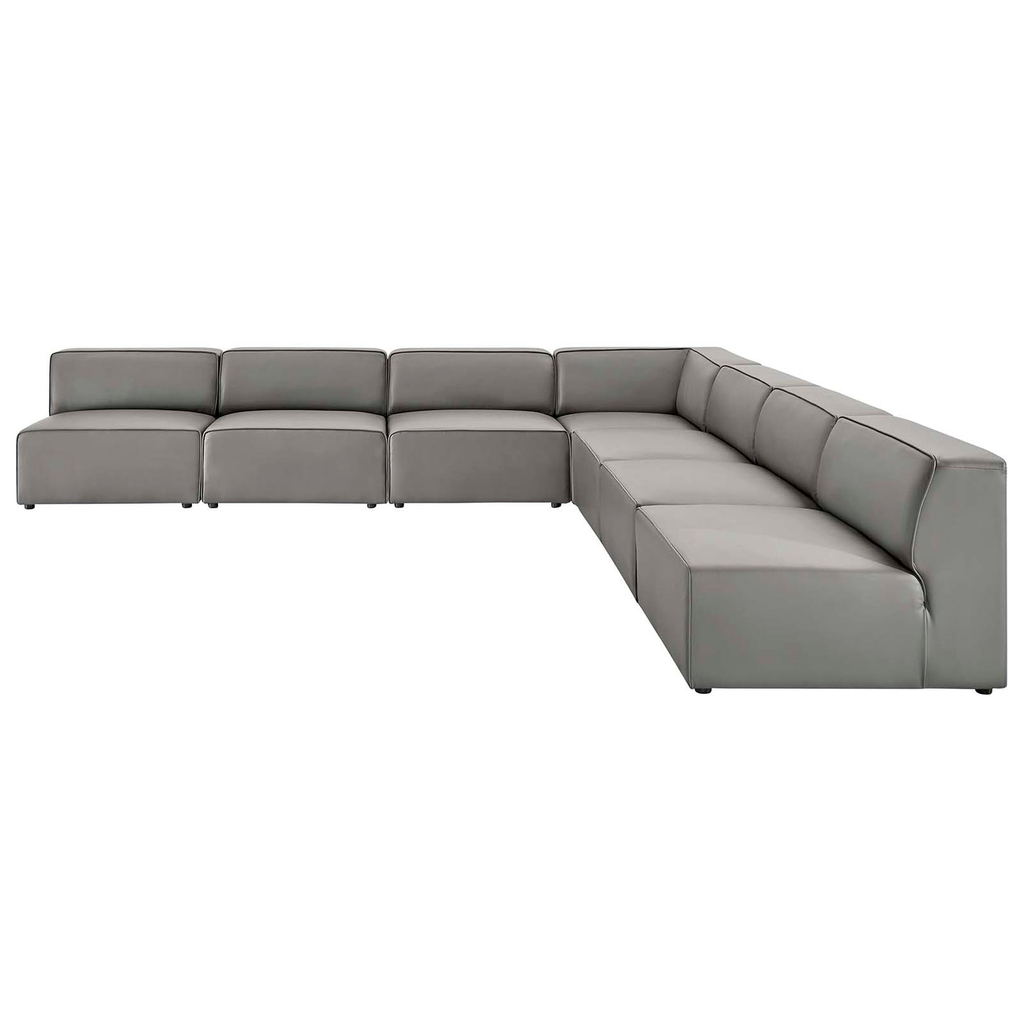 Mingle Vegan Leather 7-Piece Sectional Sofa, Faux Vegan Leather, Grey Gray, 20550