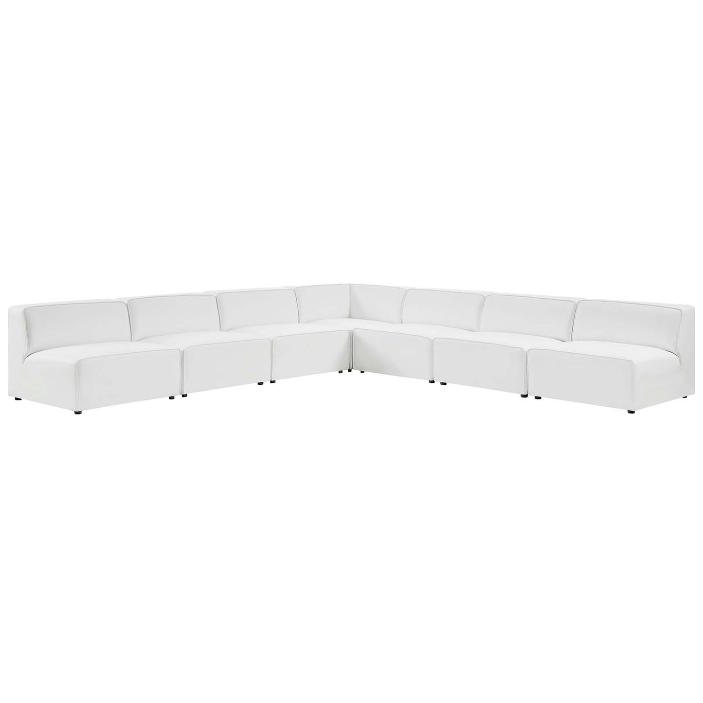 Mingle Vegan Leather 7-Piece Sectional Sofa, Faux Vegan Leather, White, 20552