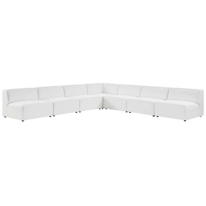 Mingle Vegan Leather 7-Piece Sectional Sofa, Faux Vegan Leather, White, 20552