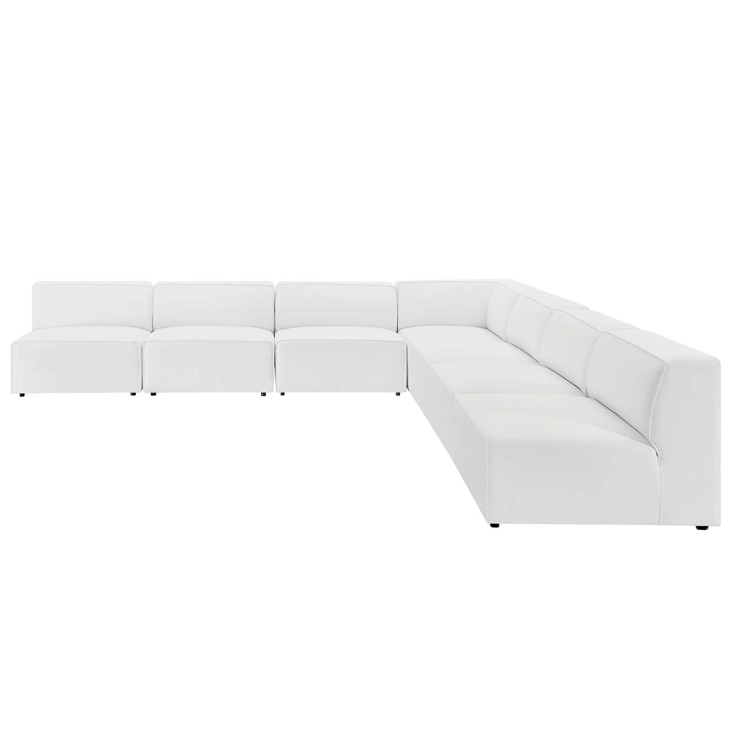 Mingle Vegan Leather 7-Piece Sectional Sofa, Faux Vegan Leather, White, 20552