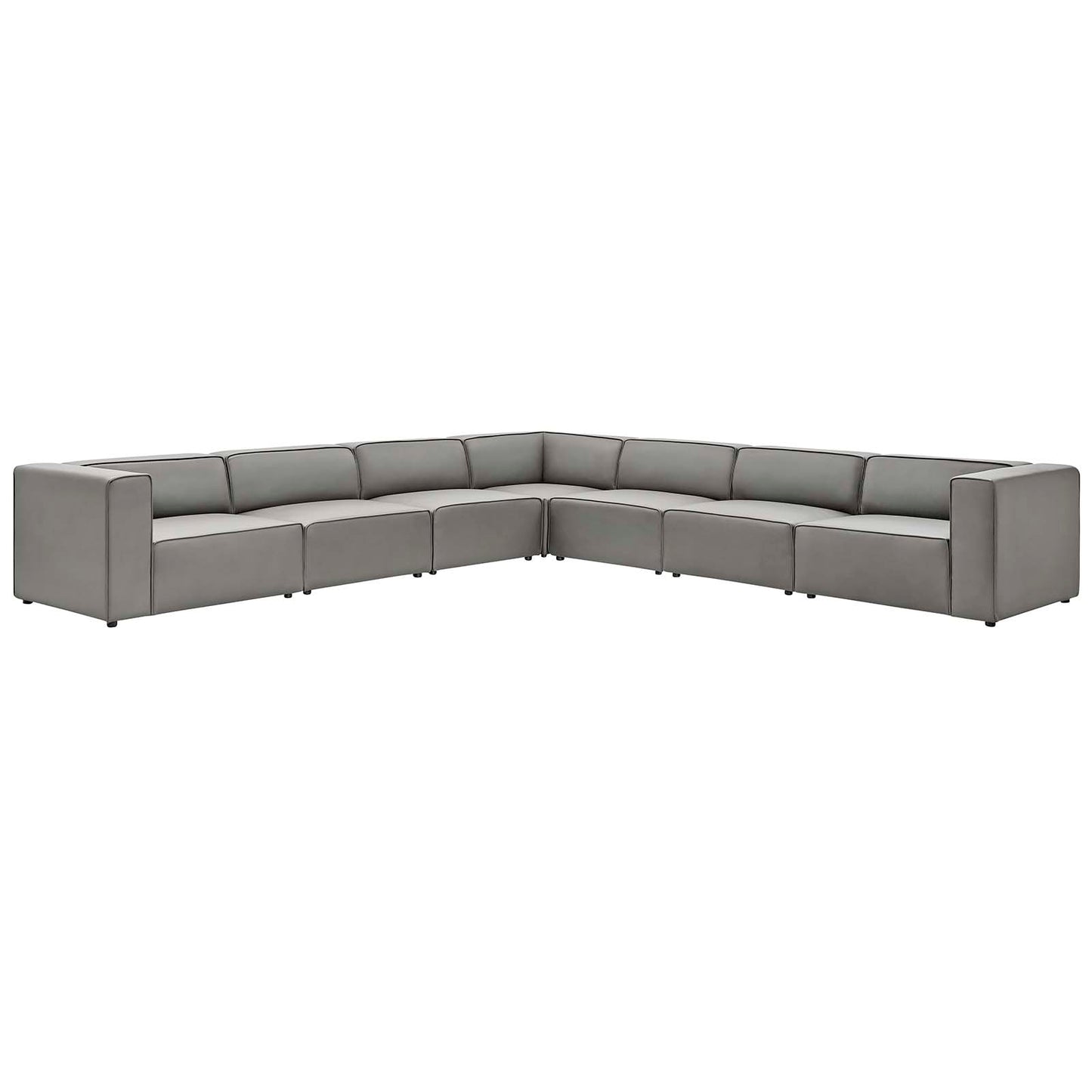 Mingle Vegan Leather 7-Piece Sectional Sofa, Faux Vegan Leather, Grey Gray, 20553