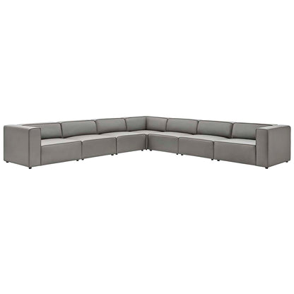 Mingle Vegan Leather 7-Piece Sectional Sofa, Faux Vegan Leather, Grey Gray, 20553