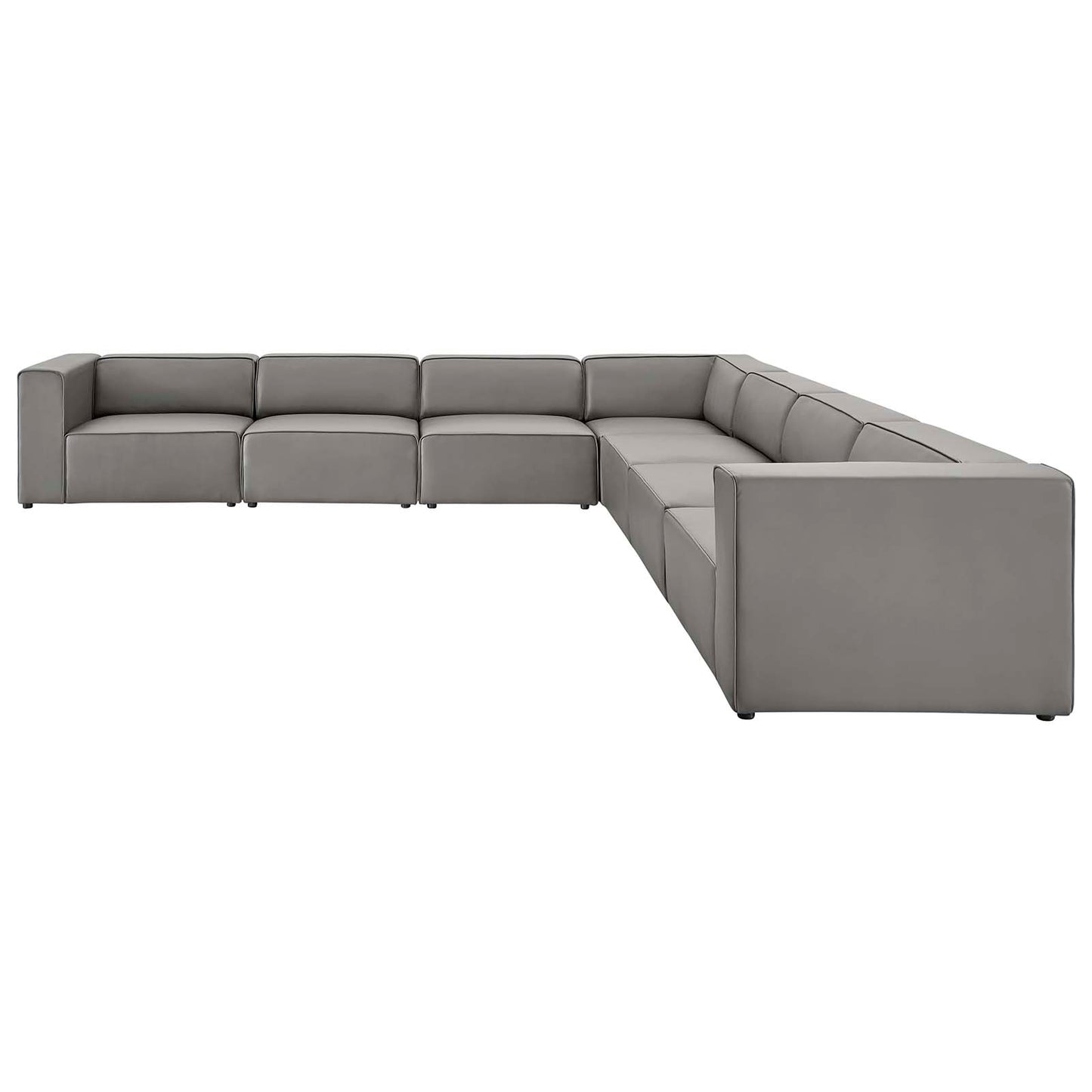 Mingle Vegan Leather 7-Piece Sectional Sofa, Faux Vegan Leather, Grey Gray, 20553