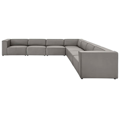 Mingle Vegan Leather 7-Piece Sectional Sofa, Faux Vegan Leather, Grey Gray, 20553