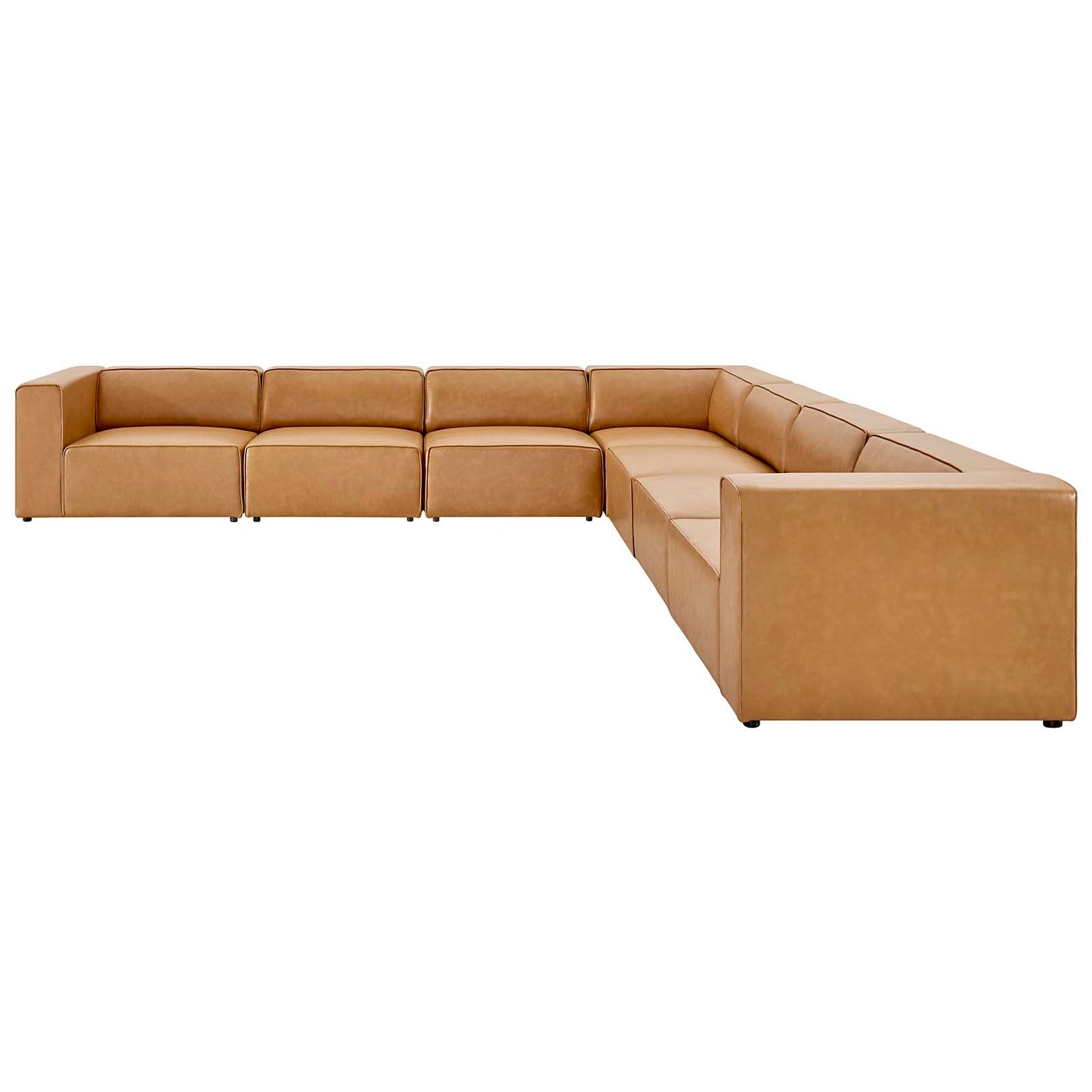 Mingle Vegan Leather 7-Piece Sectional Sofa, Faux Vegan Leather, Tan, 20554