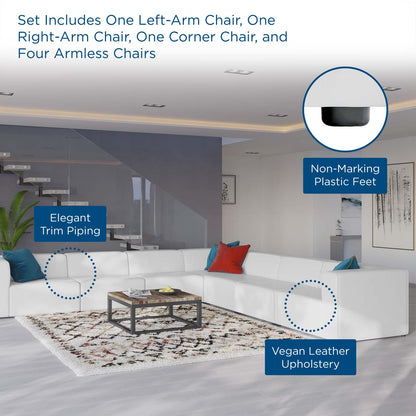 Mingle Vegan Leather 7-Piece Sectional Sofa, Faux Vegan Leather, White, 20555