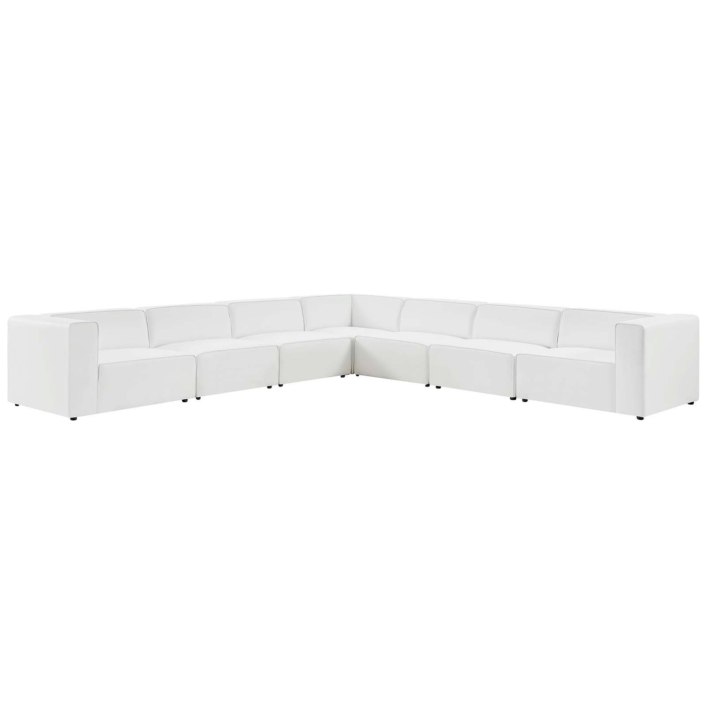 Mingle Vegan Leather 7-Piece Sectional Sofa, Faux Vegan Leather, White, 20555
