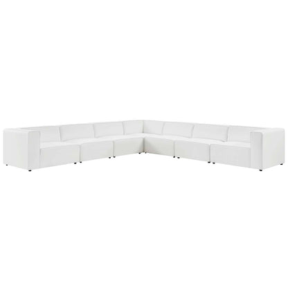 Mingle Vegan Leather 7-Piece Sectional Sofa, Faux Vegan Leather, White, 20555