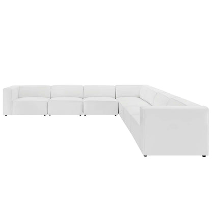 Mingle Vegan Leather 7-Piece Sectional Sofa, Faux Vegan Leather, White, 20555