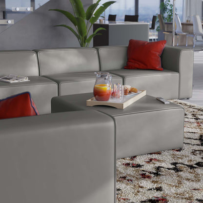 Mingle Vegan Leather 8-Piece Sectional Sofa Set, Faux Vegan Leather, Grey Gray, 20556