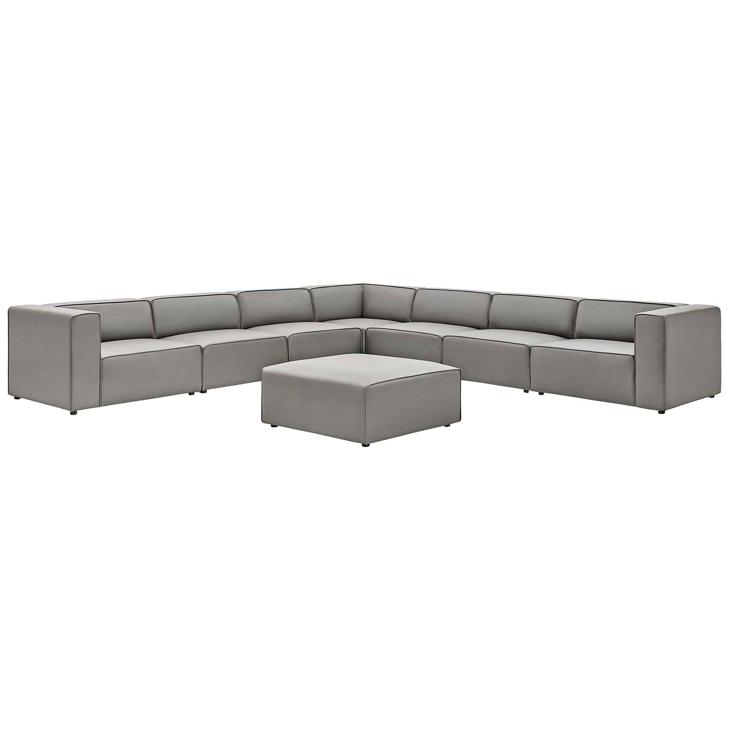 Mingle Vegan Leather 8-Piece Sectional Sofa Set, Faux Vegan Leather, Grey Gray, 20556