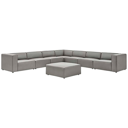 Mingle Vegan Leather 8-Piece Sectional Sofa Set, Faux Vegan Leather, Grey Gray, 20556