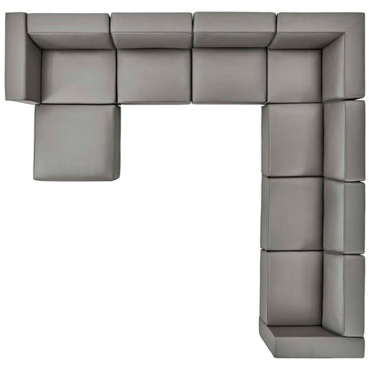 Mingle Vegan Leather 8-Piece Sectional Sofa Set, Faux Vegan Leather, Grey Gray, 20556