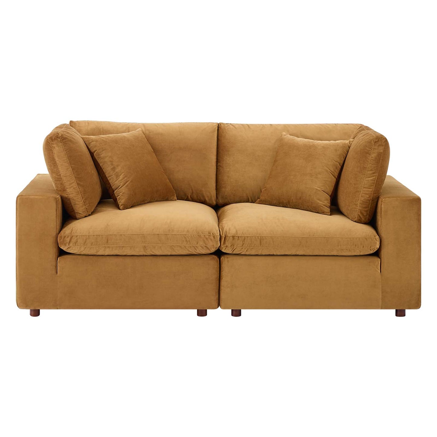 Commix Down Filled Overstuffed Performance Velvet Loveseat, Velvet, Brown, 20559