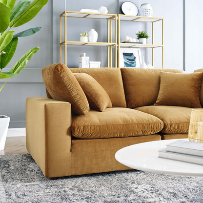 Commix Down Filled Overstuffed Performance Velvet Loveseat, Velvet, Brown, 20559