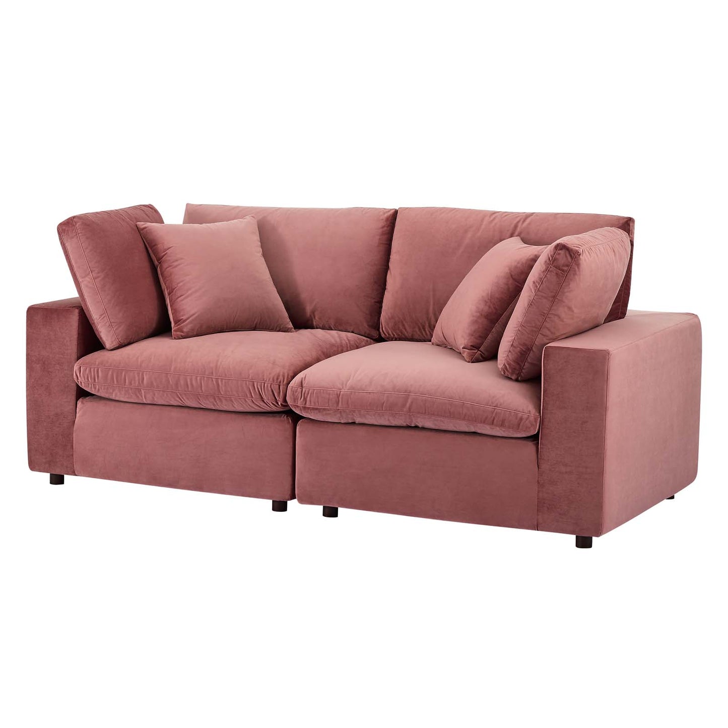 Commix Down Filled Overstuffed Performance Velvet Loveseat, Velvet, Pink, 20560