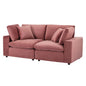 Commix Down Filled Overstuffed Performance Velvet Loveseat, Velvet, Pink, 20560